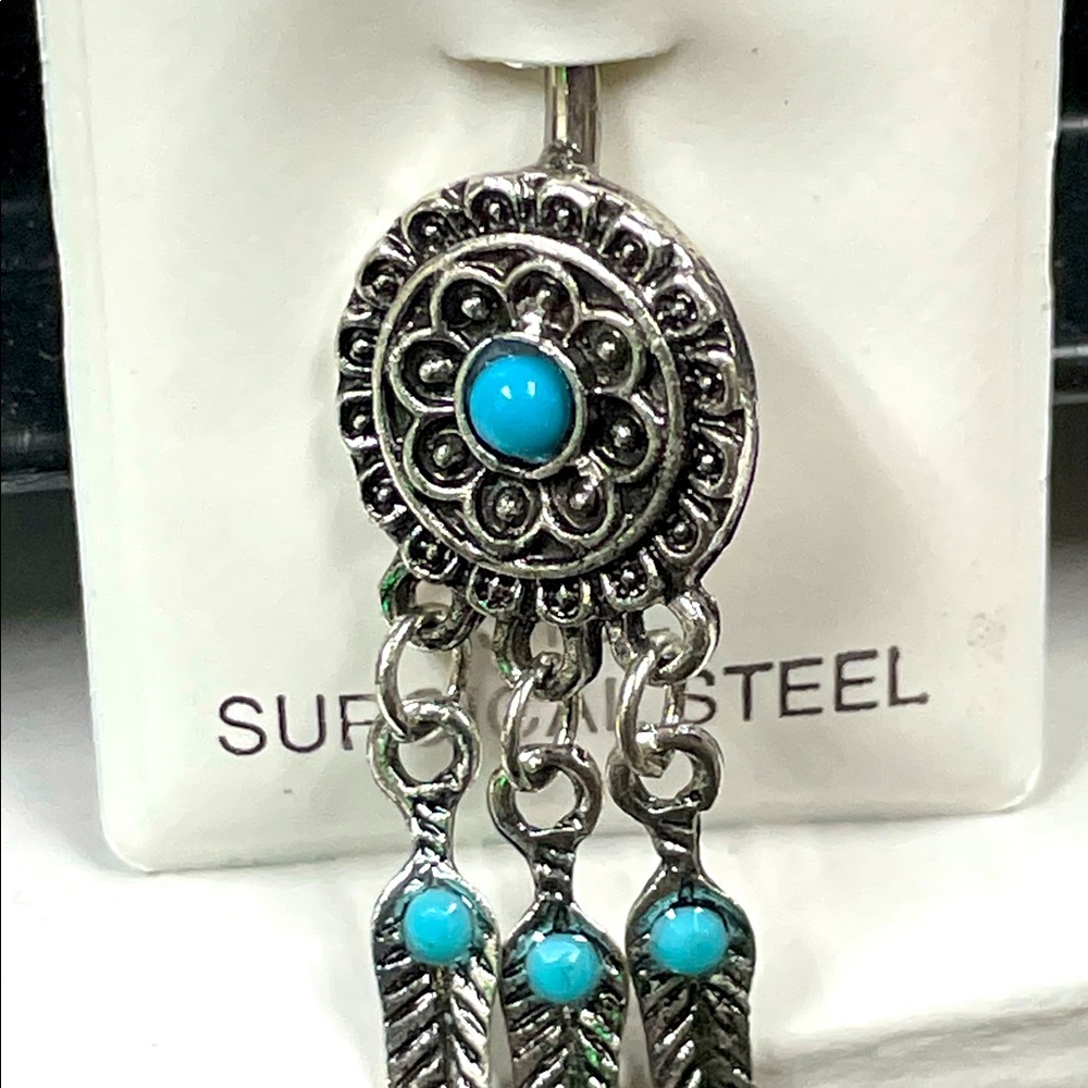Antique Silver Belly Ring 316 L Surgical Steel